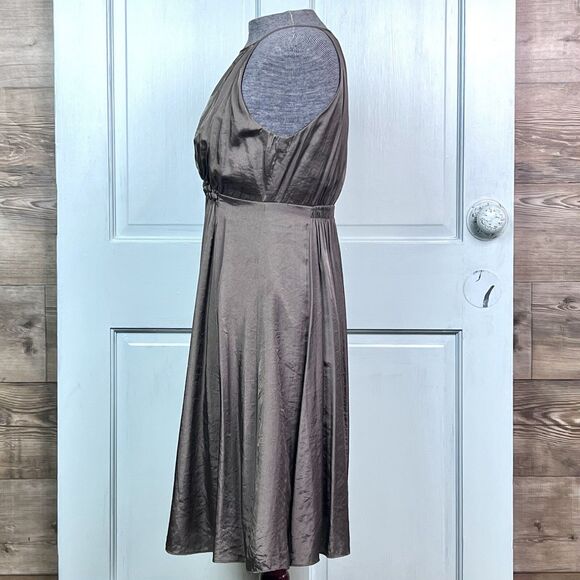 Cocktail Dress by Esley Silky Flowy Gathered Party Wedding Cocktail Pewter Sz S - Picture 3 of 10